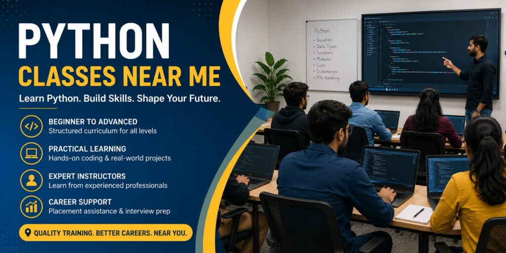 Python Classes Near Me in Bangalore with students learning Python development and real-world projects